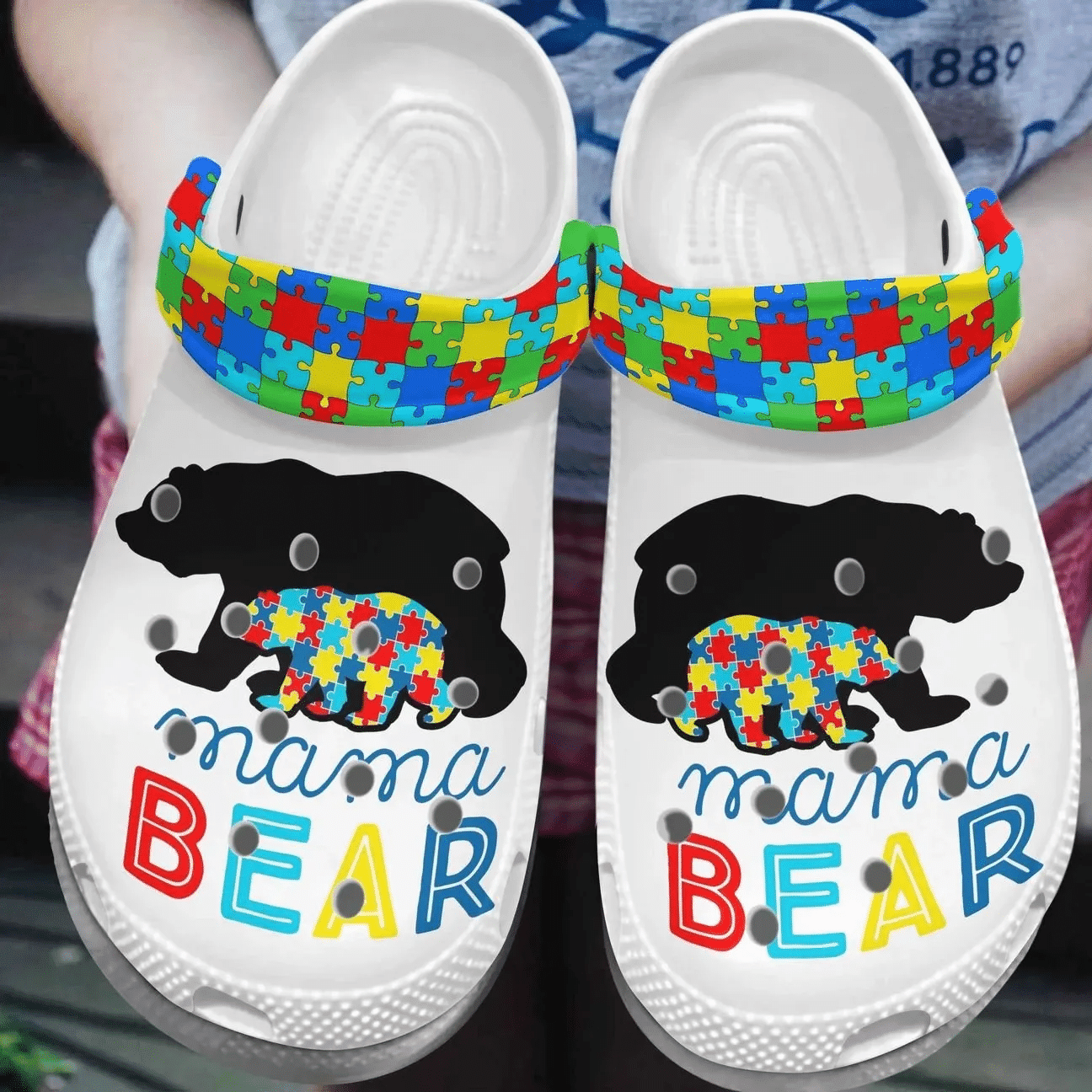 Autism Awareness Mama Bear Crocband Clog Crocs Shoes For Men Women