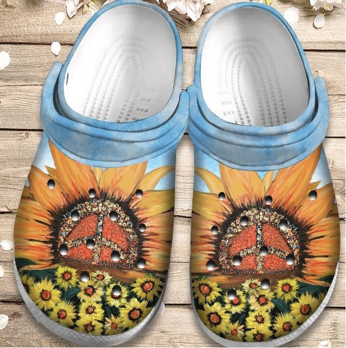 Hippie Sunflower Garden Crocs Shoes clogs For Men Women Kids