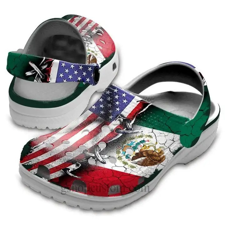 Mexico America Flag 4Th Of July Crocband Clogs