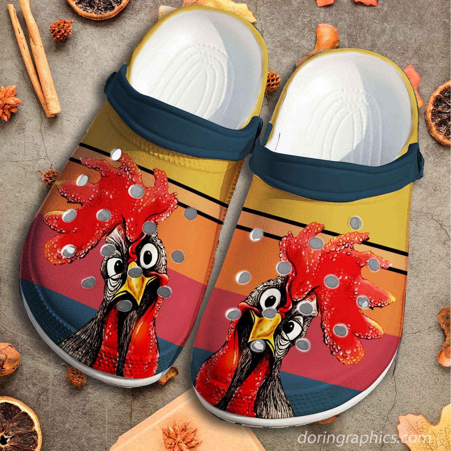 Funny Stop Starting Look Chicken Crocband Clog Crocs Shoes