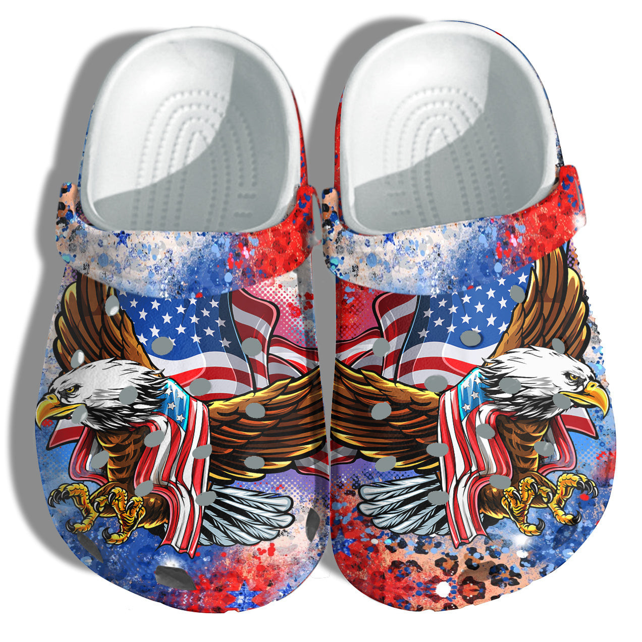 Brave Eagle Hawk America Flag Crocs Clog Shoes Gift Women - Leopard Tie Dye 4Th Of July Crocs Clog Shoes Birthday Gift