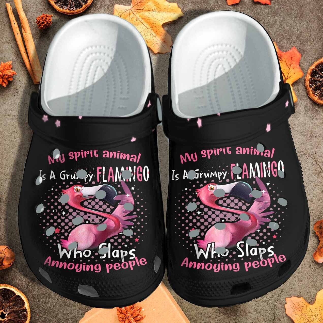 Flamingo My Spirit Animal Custom Crocs Shoes Clogs - Grumpy Flamingo Clog Birthday Gift For Girl