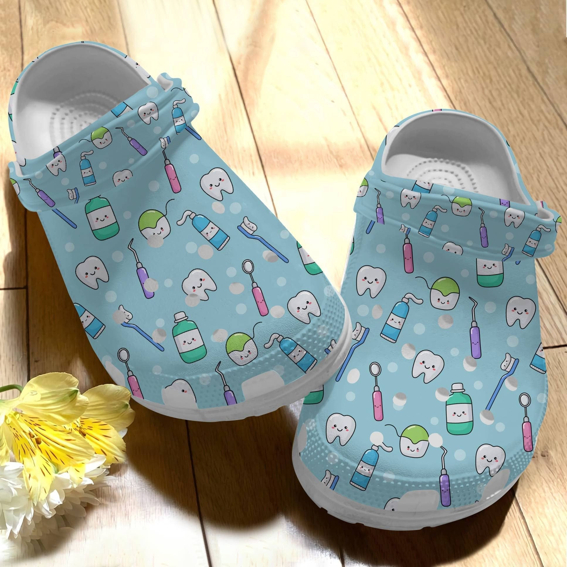 Funny Toothpaste And Teeth Crocs Shoes - Dentist clogs Gift