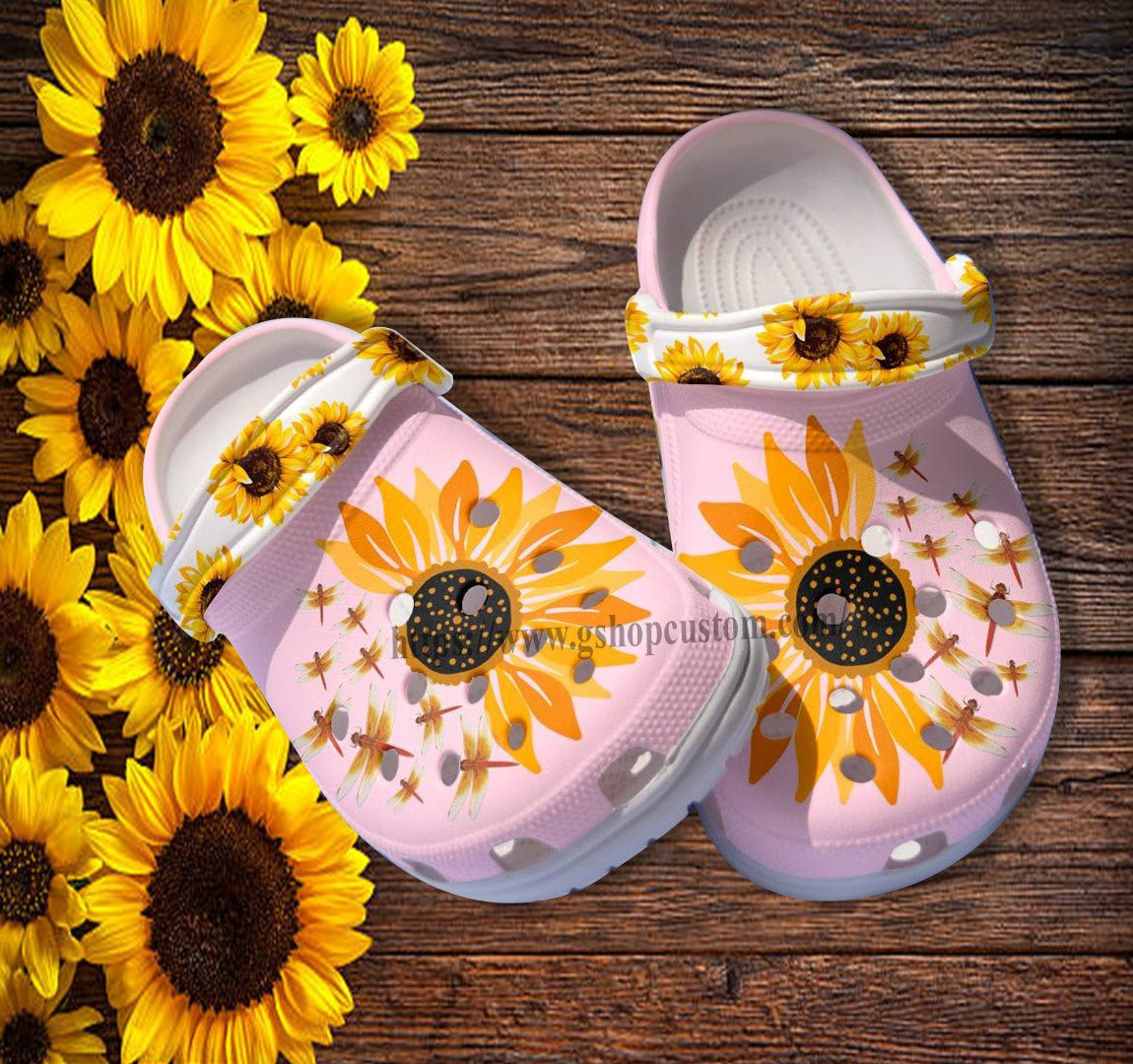 Dragonfly Sunflower Croc Crocs Shoes Clogs Gift Mother Day 2022