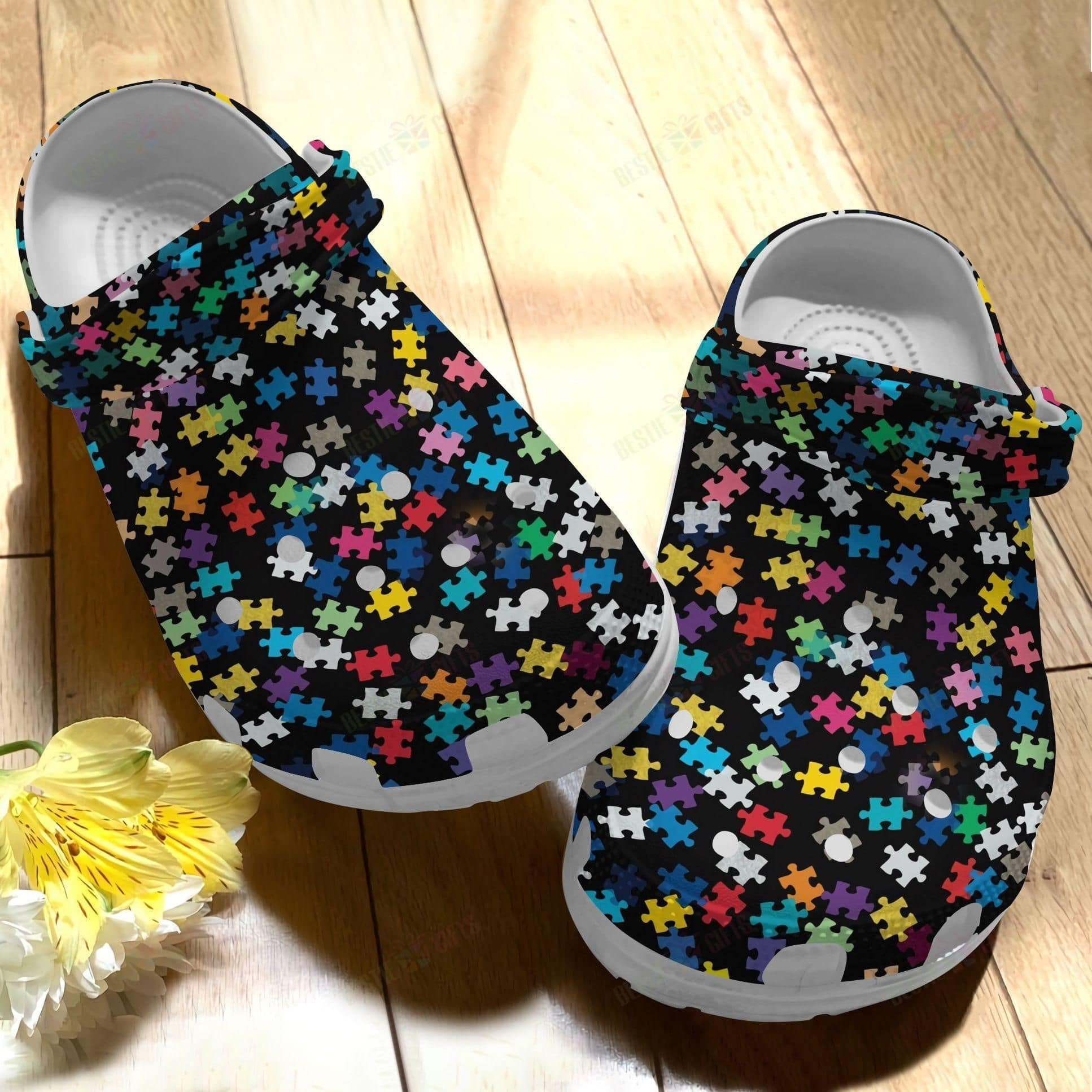 Autism Awareness Puzzle Pattern Crocband Clog Crocs Shoes For Men Women