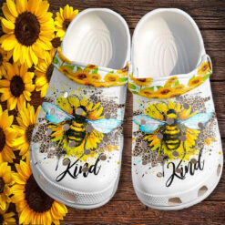 Bee Kind Sunflower Leopard Crocs Shoes Gift Women Mother Day- Sunflower Be Kind Crocs Shoes Croc Clogs