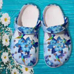 Blue Hummingbird Faith Love Croc Crocs Shoes Gift Grandma- Hummingbird Flower Crocs Shoes Croc Clogs