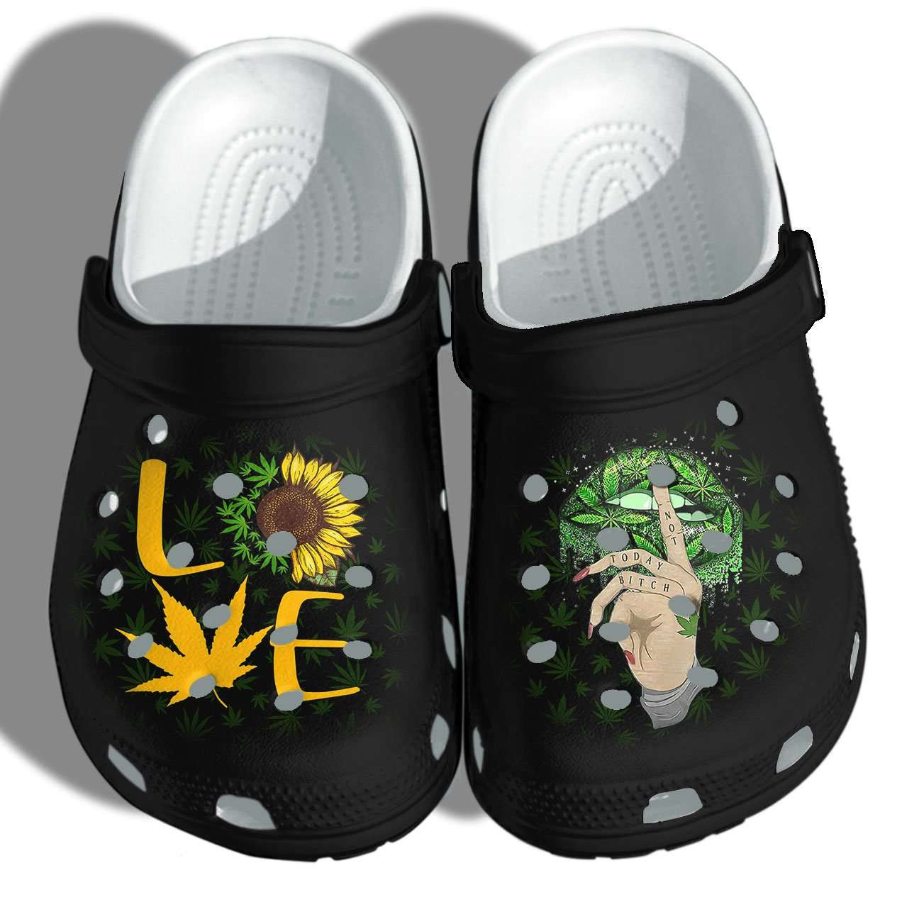 Love Sunflower Weed Funny Shut Up Lip Funny Weed Not Today Crocband Clog Crocs Shoes