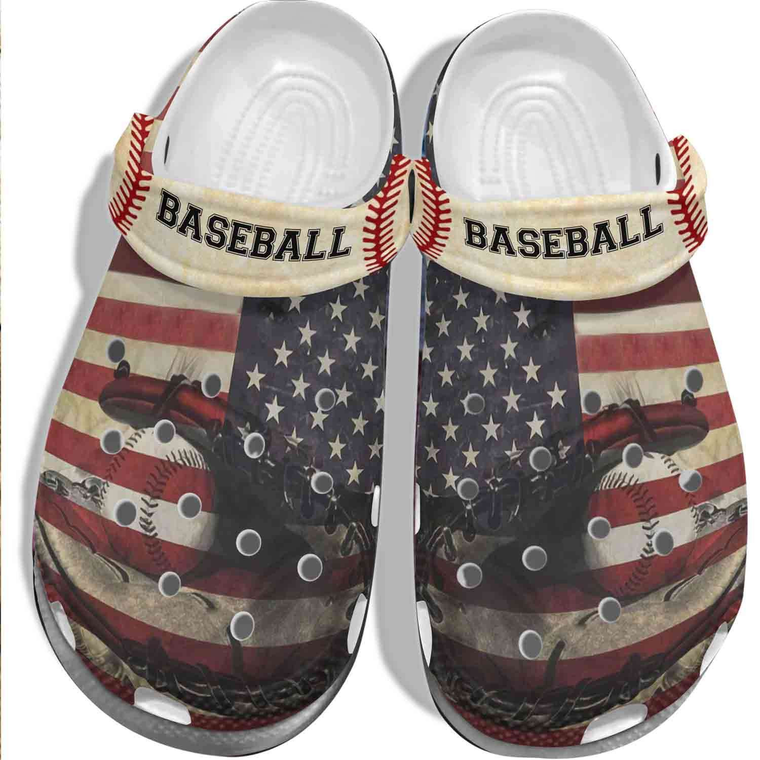 American Flag Baseball Crocband Clog Crocs Shoes