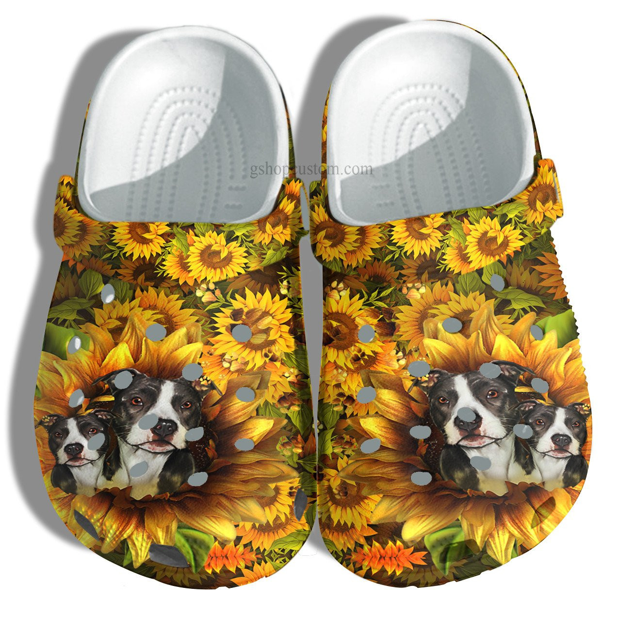 Bull Dog Mom Sunflower 3D Crocs Shoes Customize - Pet Lover Cat Dog Sunflower Crocs Shoes Croc Clogs
