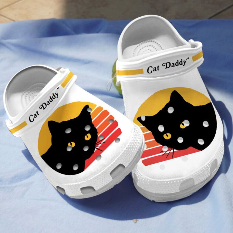 Black Cat Daddy Crocs Shoes clogs Birthday Holiday Gifts