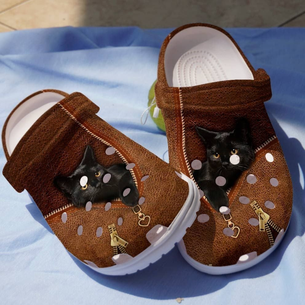 Black Cat In Bag Crocs Shoes - Cool Animal clog Birthday Gift For Men Women