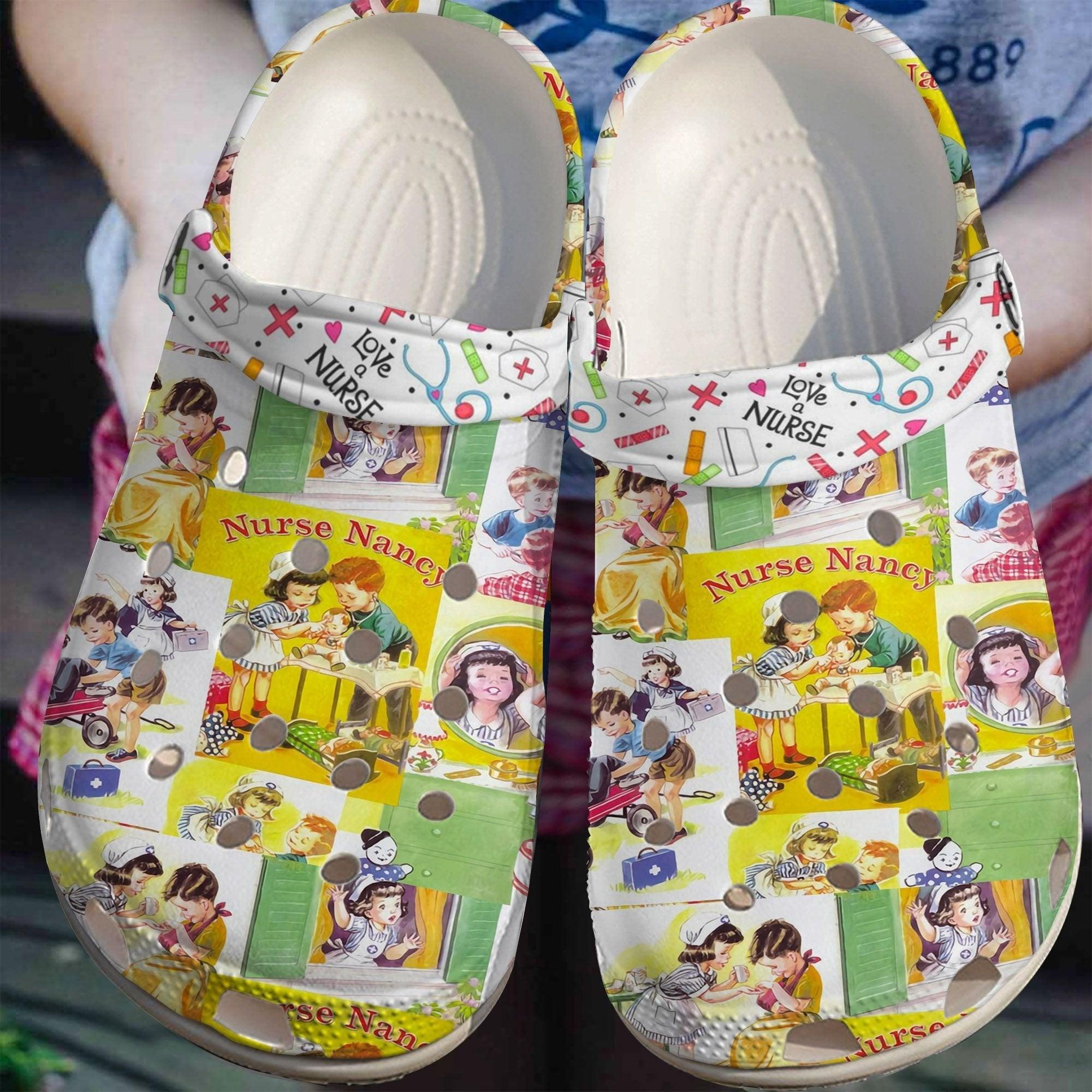 Love A Nurse Crocs Shoes clogs Birthday Gift For Children