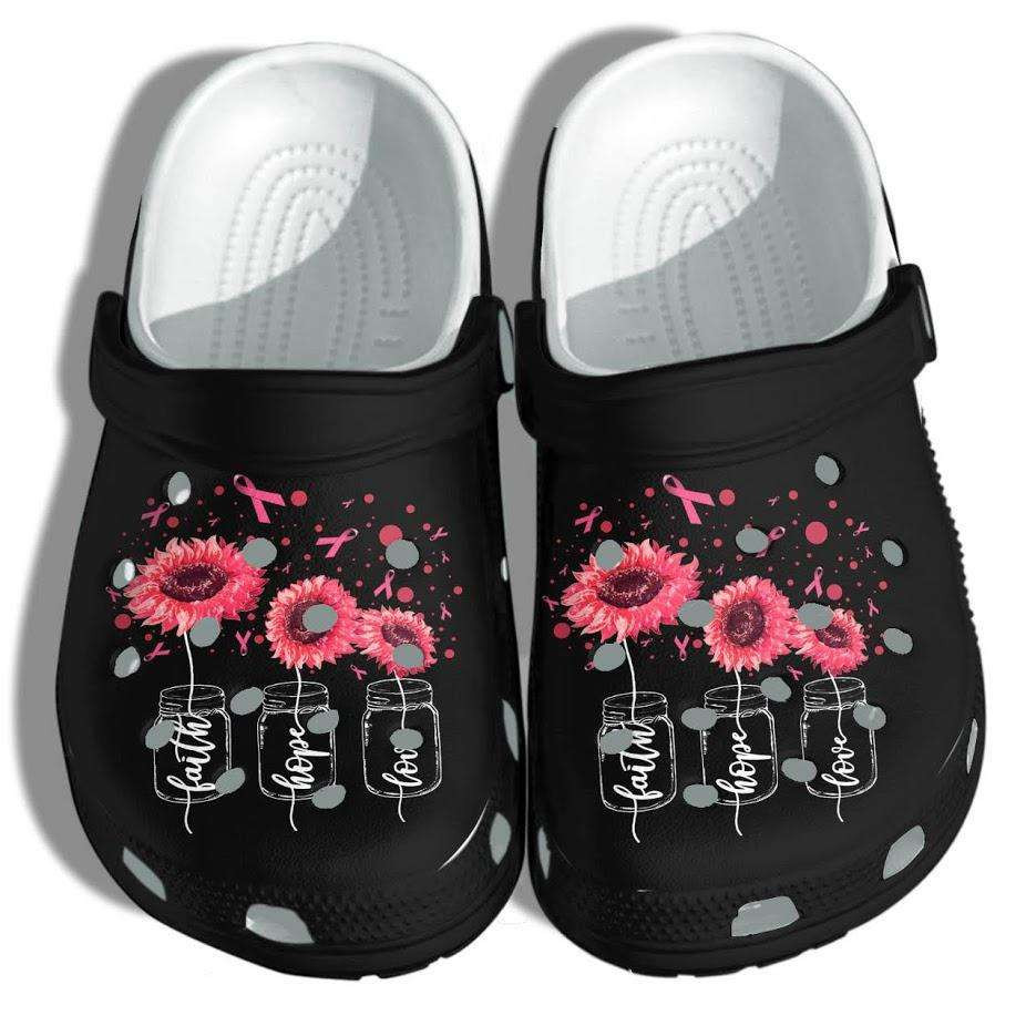 Breast Cancer Awareness Faith Hope Love Sunflower Pinky Crocband Clog Crocs Shoes