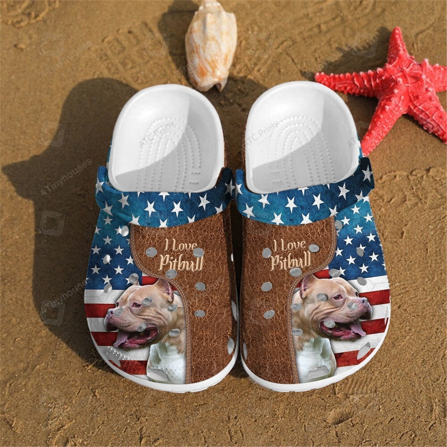 Love Pitbull Usa Flag Crocs Shoes - 4Th Of July Dog Crocbland Clogs Gifts