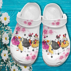 Chicken Funny Cherry Flower Crocs Shoes Gift Women Mother Day- Chicken Farm Girl Cute Crocs Shoes Croc Clogs