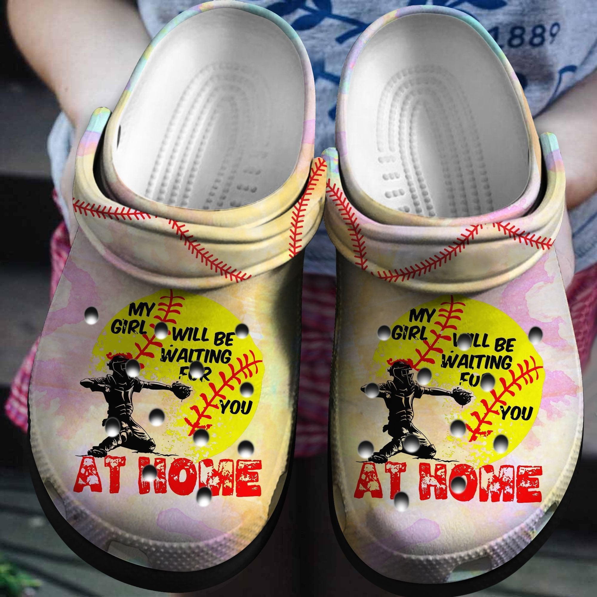 My Girl Will Be Waiting For You At Home Softball Crocs Shoes clogs Gift For Daughter