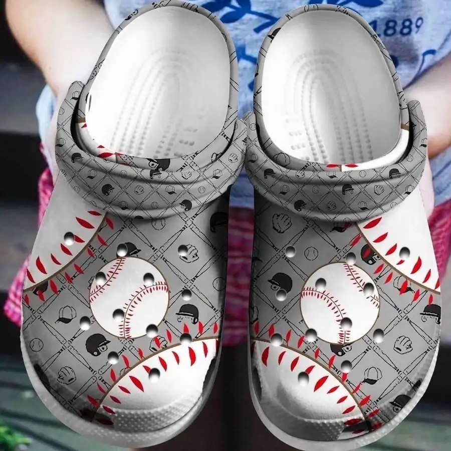 Baseball Pattern Crocband Clogs