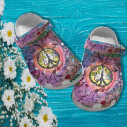 Boho Trippy Floral Twinkle Purple Croc Crocs Shoes - Hippie Peace Boho Flower Crocs Shoes Croc Clogs Customize Birthday Girl