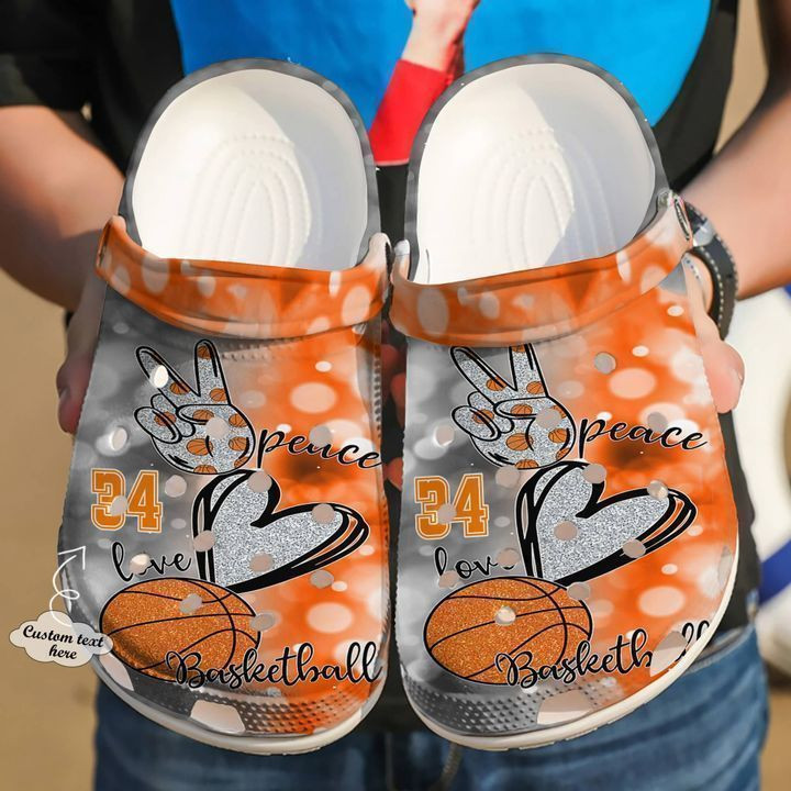 Basketball Personalized Peace Love Classic Clogs Crocs Shoes