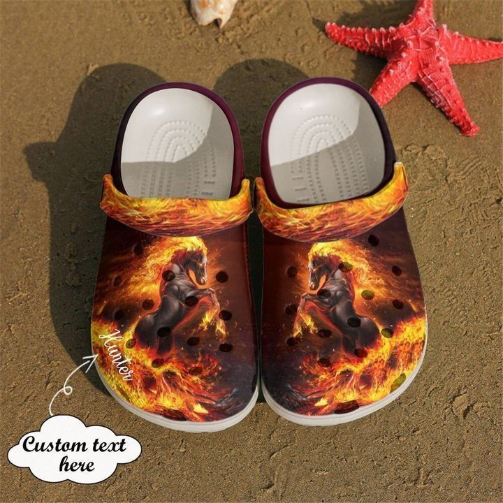 Horse Personalized Fire Classic Clogs Crocs Shoes