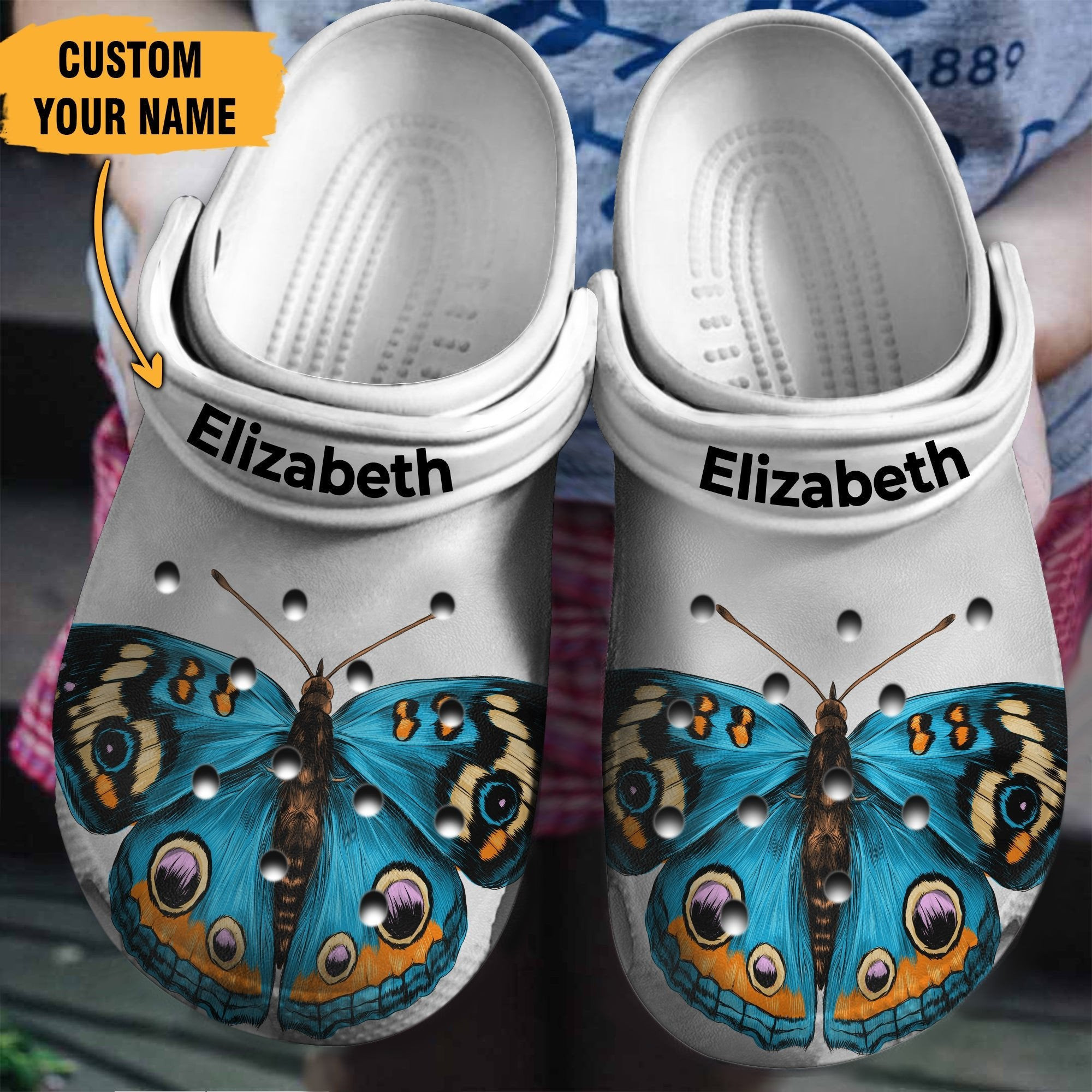 Blue Butterfly Personalized Crocs Shoes clogs Gifts For Mothers Day