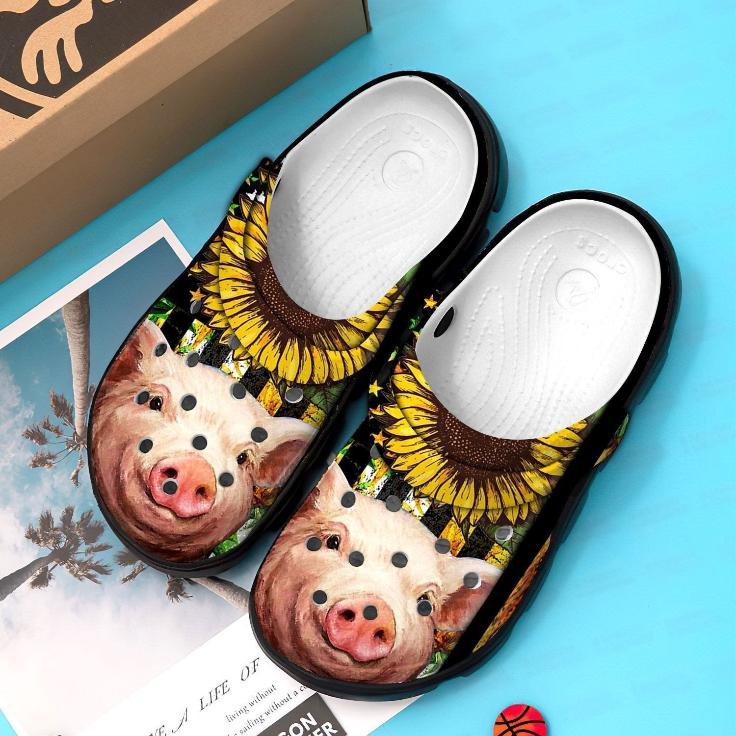 Girl Love Pig Sunflower Crocs Shoes Clogs - Pig Custom Shoe Gifts For Women