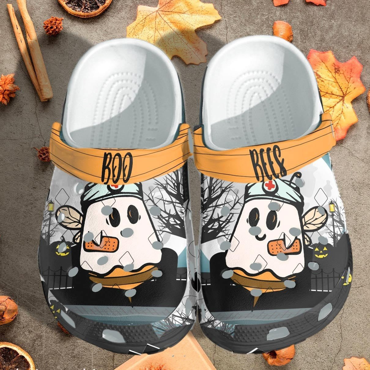 Cute Boo Bees Nurse Crew Funny Halloween Croc Crocs Clog Shoes Gifts