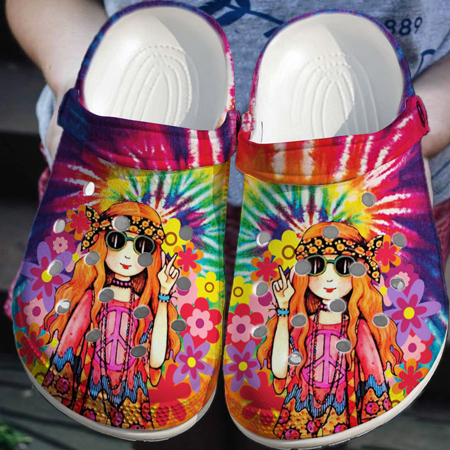 Hippie Girl Colorful Clogs Crocs Shoes