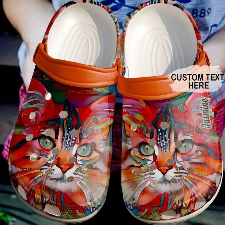 Cat Personalized Orange Cool Classic Clogs Crocs Shoes