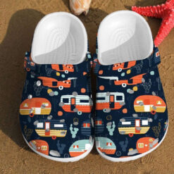 Camping Trailer Pattern Summer Happy Camper Best Gifts For Lovers Campers Cool clog Crocs Shoes