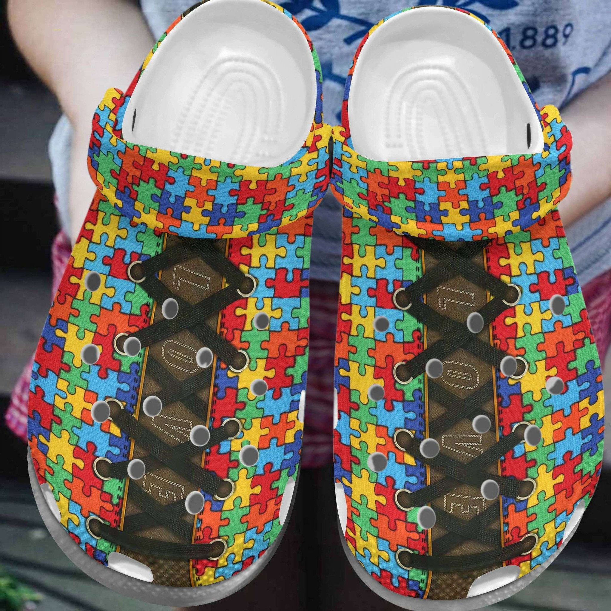 Autism Awareness Day Love Puzzle Pieces Crocband Clog Crocs Shoes