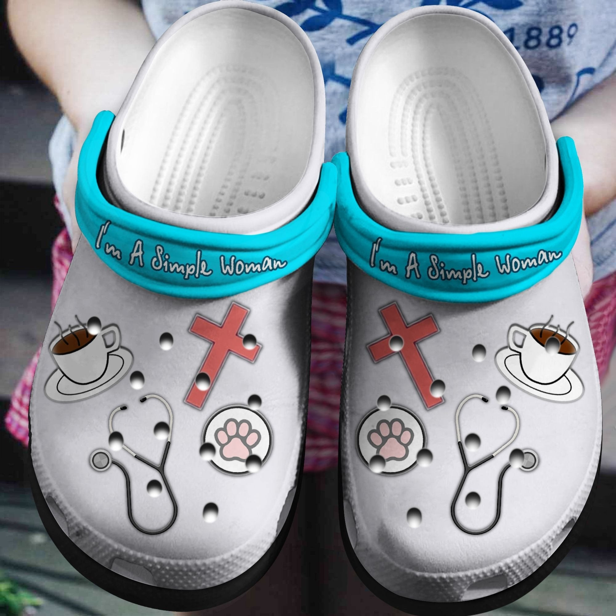 Im A Simple Woman Crocs Shoes - Nurse Life With Cute Cat clogs Gift