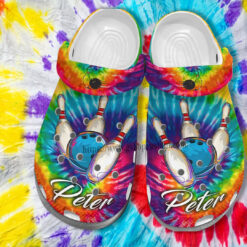 Hippie Bowling Team Crocs Shoes For Men Women- Rainbow Bowling Crocs Shoes Croc Clogs Customize Name
