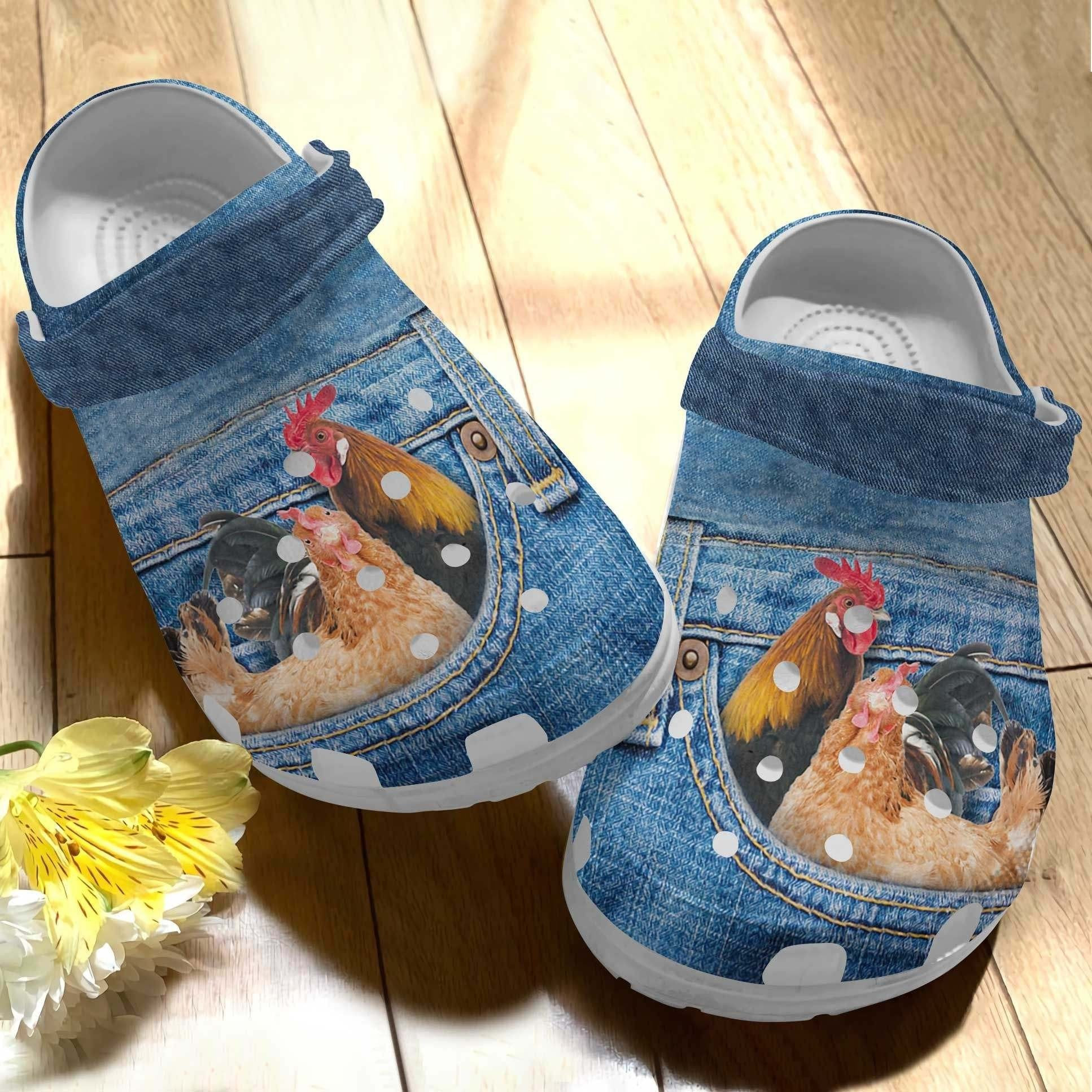 Chicken In Pocket Croc Crocs Shoes - Little Chicken Crocbland Clog Gifts For Fathers Day