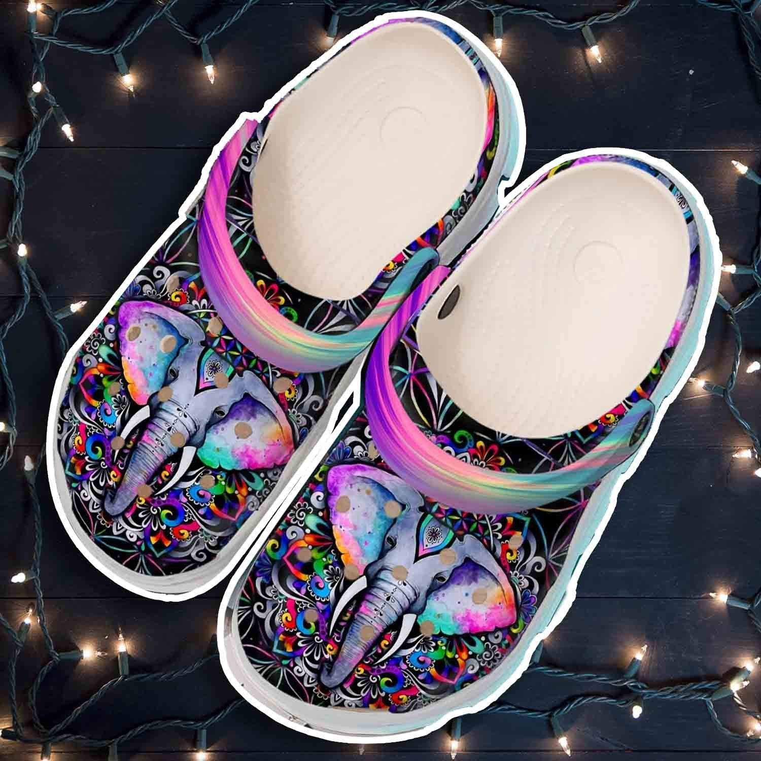 Colorful Elephant Hippie Croc Crocs Shoes Clog Gifts For Daughter Niece