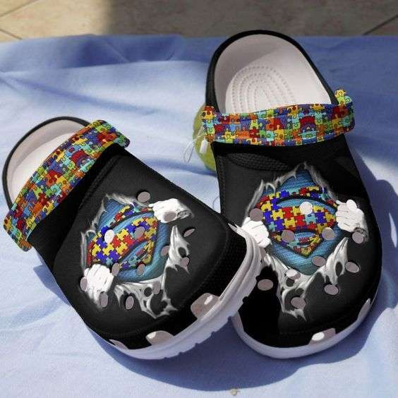 Autism Awareness Day Love Autism Superhero Puzzle Pieces Crocband Clog Crocs Shoes