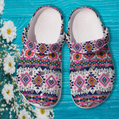 Native Boho Vintage Crocs Shoes Gift Grandma- Native Girl Boho Style Crocs Shoes Croc Clogs
