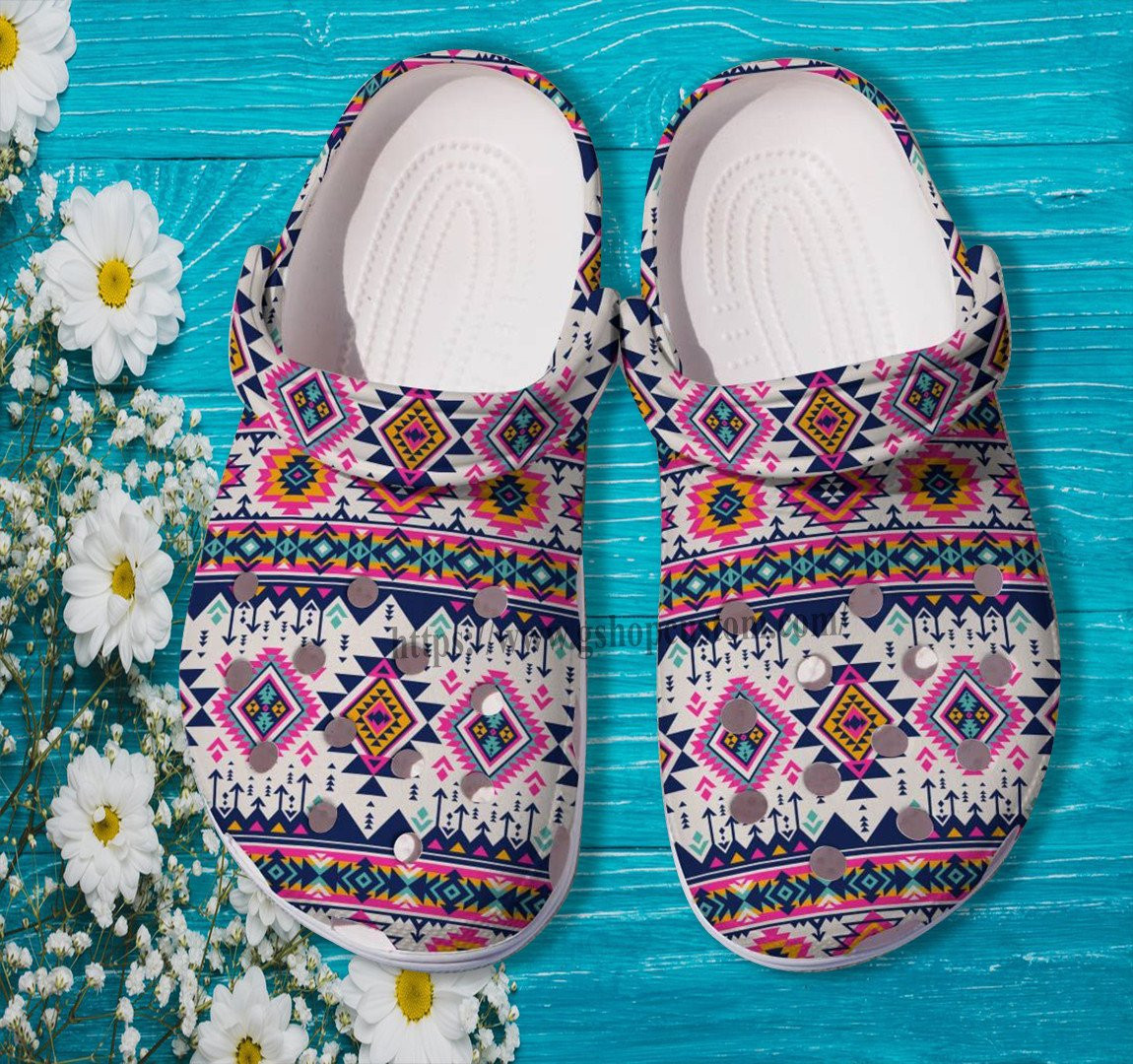 Native Boho Vintage Crocs Shoes Gift Grandma- Native Girl Boho Style Crocs Shoes Croc Clogs