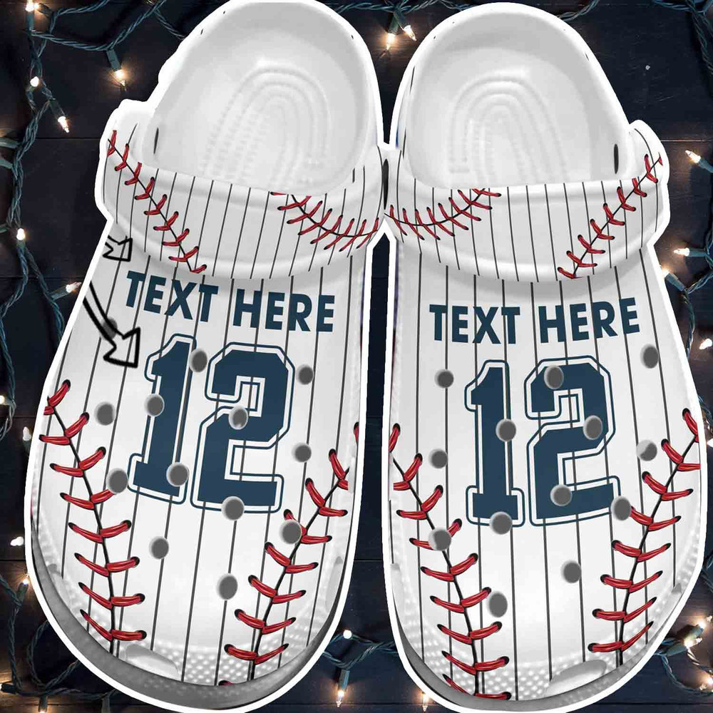 Custom Name Number Cool White Baseball Clogs Crocs Shoes