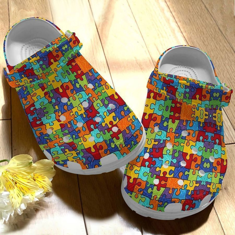 Autism Whitesole Autism Pattern clog Crocs Shoes