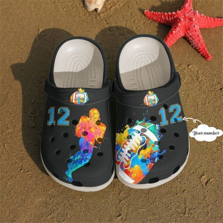 Football Personalized Watercolor clog Crocs Shoes