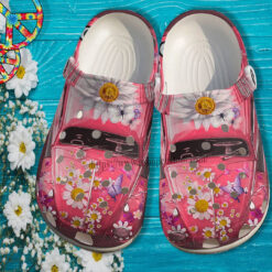 Daisy Bus Butterfly Croc Crocs Shoes Gift Grandma Women- Hippie Love Peace Bus Crocs Shoes Croc Clogs Mother Day 2022