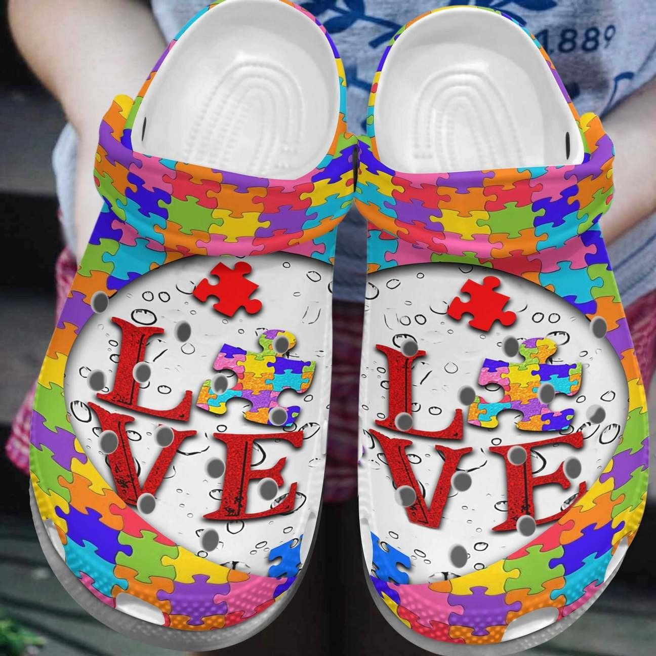 Autism Awareness Love Puzzle Crocband Clog Crocs Shoes For Men Women