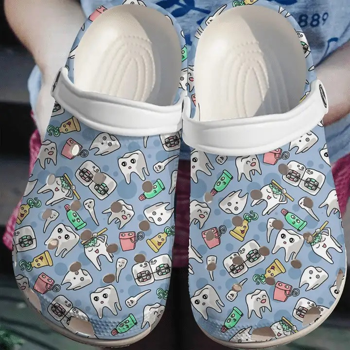 Dentist Doctor Teeth Pattern Crocband Clog Crocs Shoes For Men Women