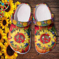 Every Little Thing Gonna Be Alright Croc Crocs Shoes Gift Daughter- Hippie Sunflower Peace Crocs Shoes Croc Clogs