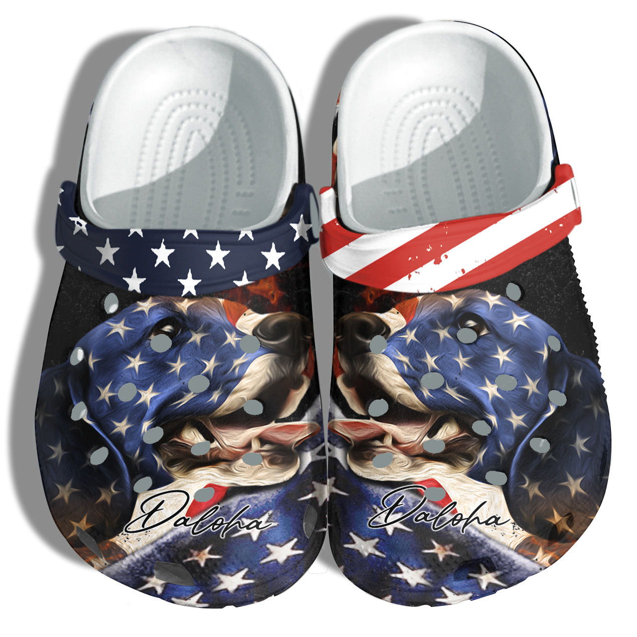 Beagle Dog Patriotic Lover Personalized Name 4Th Of July Crocs Clog Shoes Gift - Loyal Dogs America Flag Crocs Clog Shoes Birthday Gift