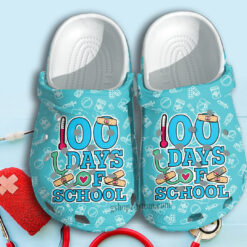 100 Days Of School Bandage Crocs Shoes Clogs Gift For Birthday Thanksgiving