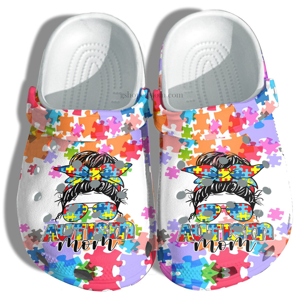 Autism Mom Puzzel Rainbow Crocs Shoes - Customize Autism Awareness Crocs Shoes Croc Clogs Gift Mother Day
