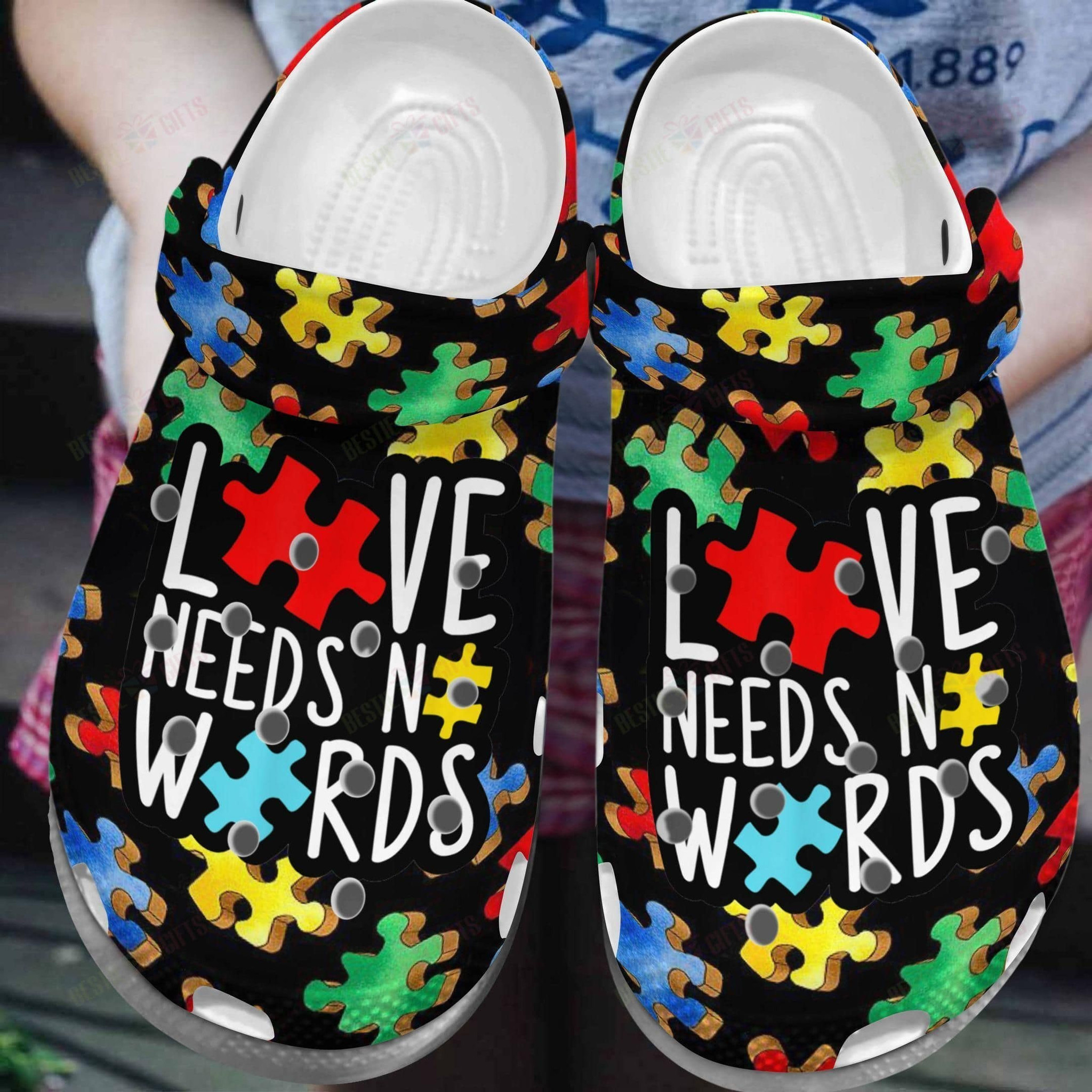 Autism Awareness Love Needs No Words Crocband Clog Crocs Shoes For Men Women